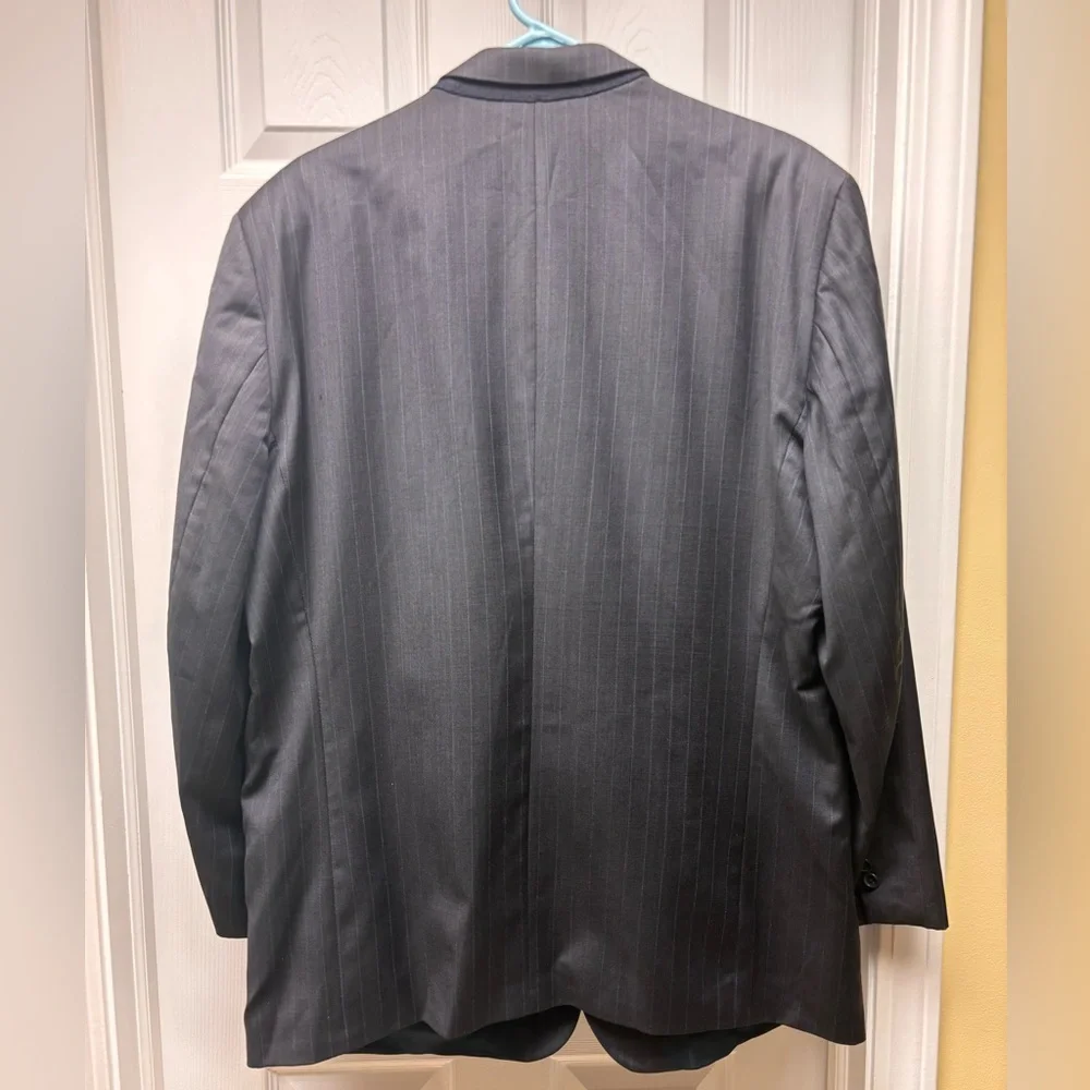 Joseph & Feiss 44R Black Blue Pinstripe Wool Suit Blazer